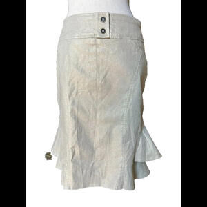 💃💛Cache Gold Simmer Skirt Ruffles Size 6 Below The Knee Back Zip Seaming